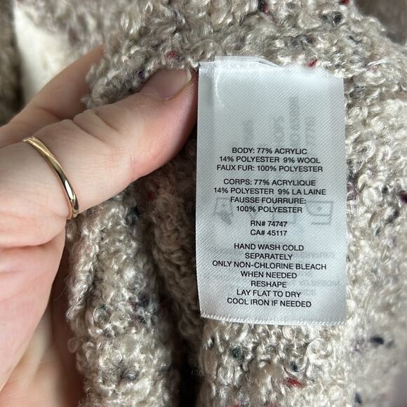 Natural Reflections Sherpa-Lined Open Front Cardigan Sweater Women’s Small Beige - Picture 7 of 7